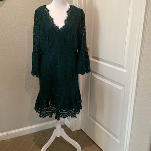 Emerald green lace dress